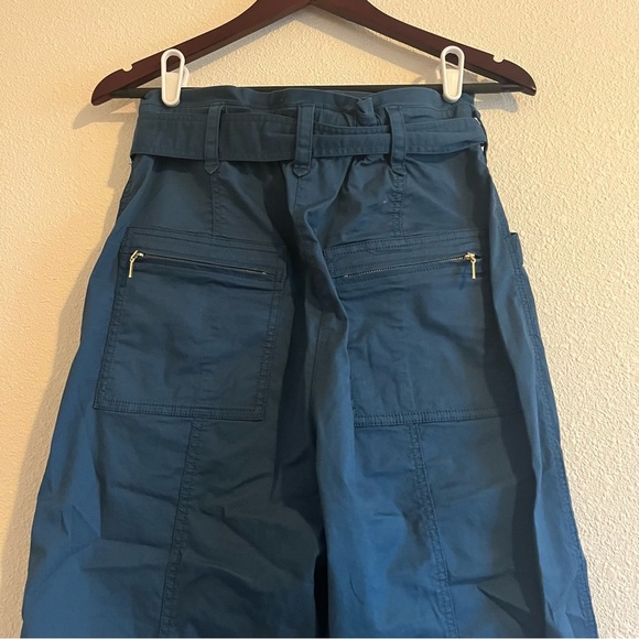 Anthropologie Super High Rise Blue Paper Bag Waist Tie Pants Size 6 - Picture 8 of 13
